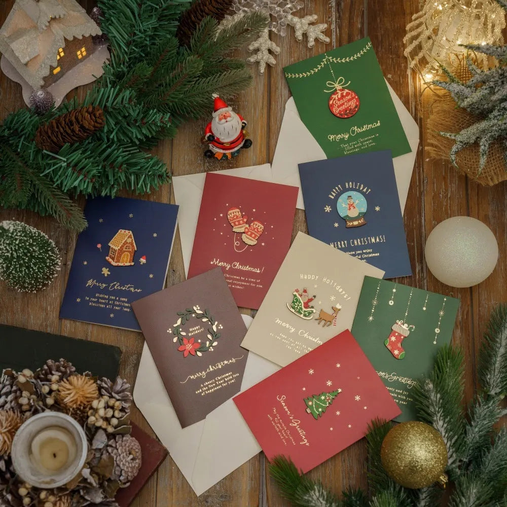 Christmas retro greeting card with simple modern design printed on special paper 95x130mm elk motif