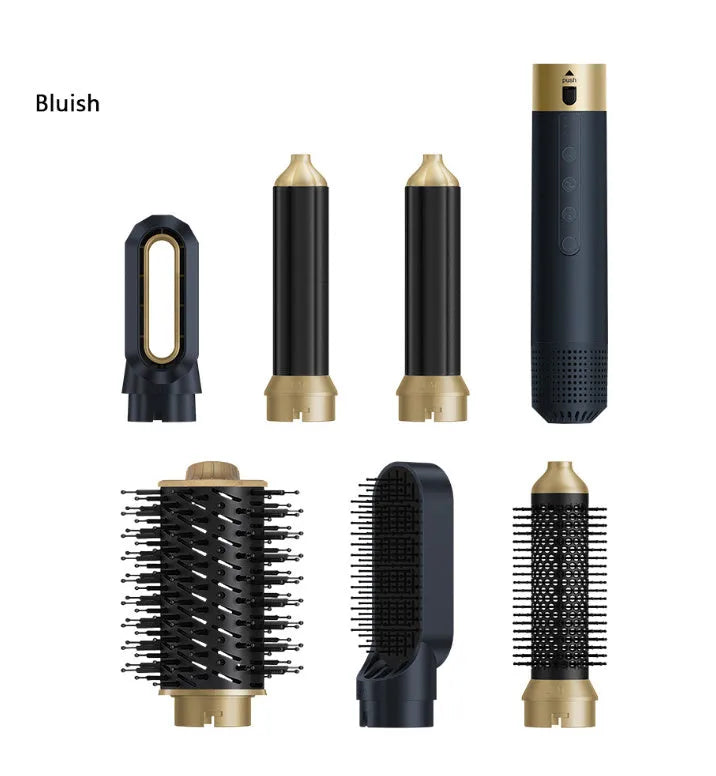 6-in-1 electric hot air comb for curling and straightening hair with leather storage case