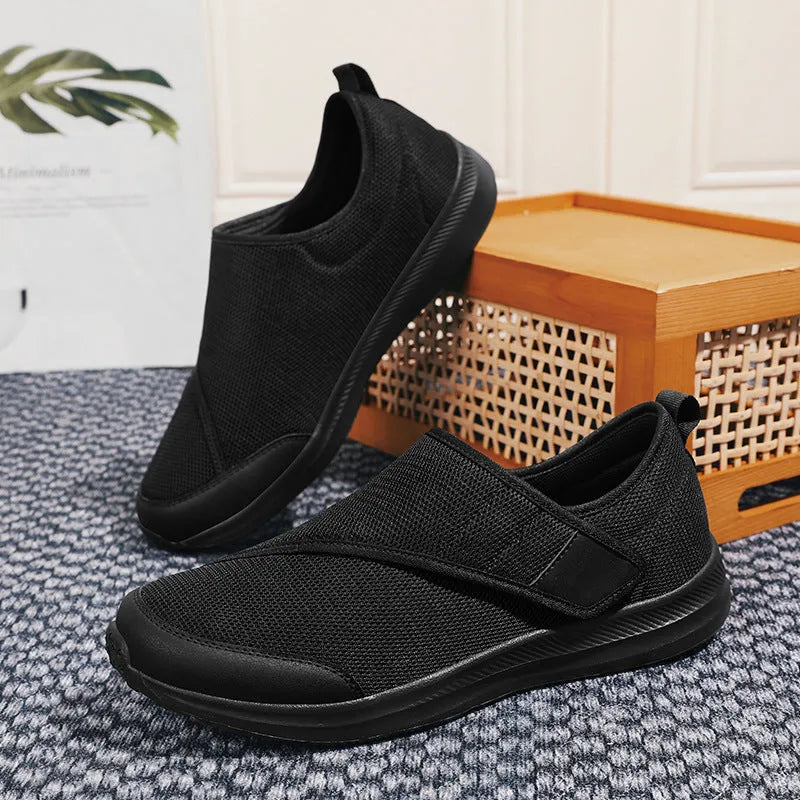 Mesh walking shoes with Velcro closure in black, blue, gray, or wine red colours