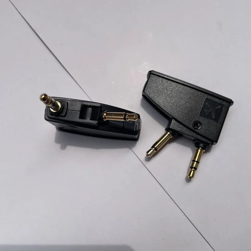 Aviation headphone plug with noise reduction, available in neutral or BOSE logo options