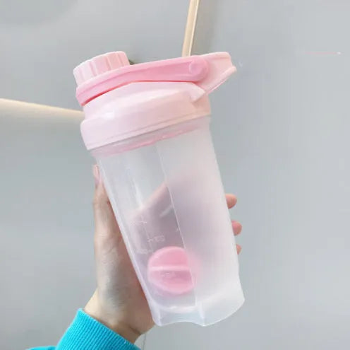 Blender shaker bottle with stirring ball, leakproof knob lid, 500ml or 700ml, solid colours purple blue pink yellow grey