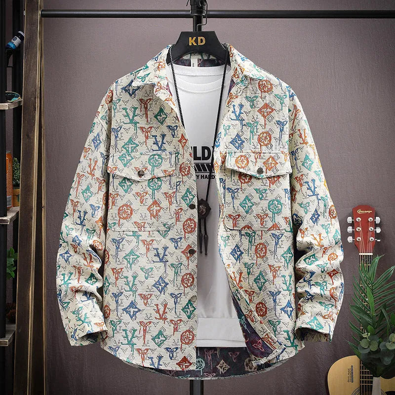 Casual long sleeve lapel shirt coat in a straight hem design, shown in a colour like blue or black