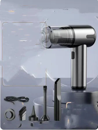 XY-2317 handheld cordless car vacuum cleaner with attachments including brush and blowing nozzle.