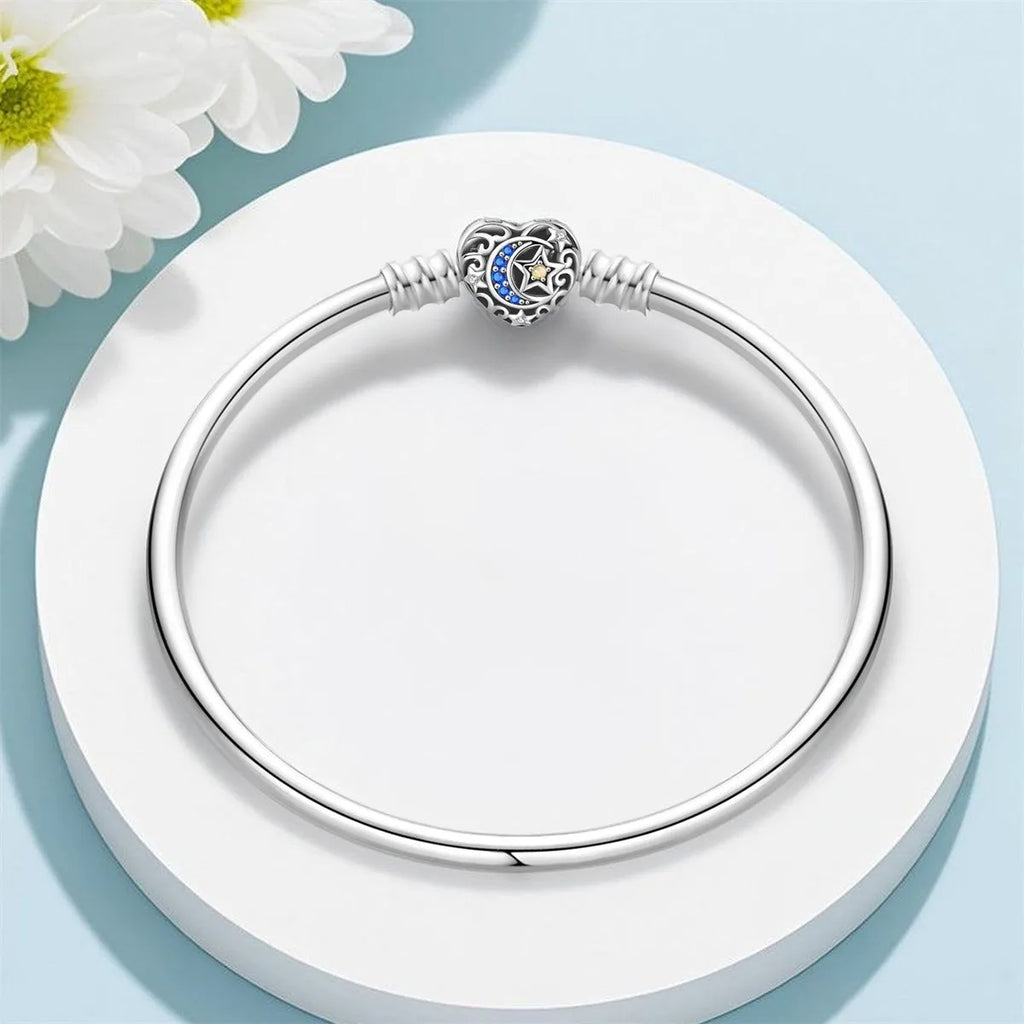 Silver plated copper snake bone bracelet with heart shape love star moon butterfly design