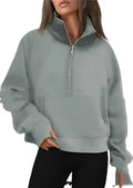 Loose lapel fleece-lined women's sweater in a solid colour with raglan long sleeves.