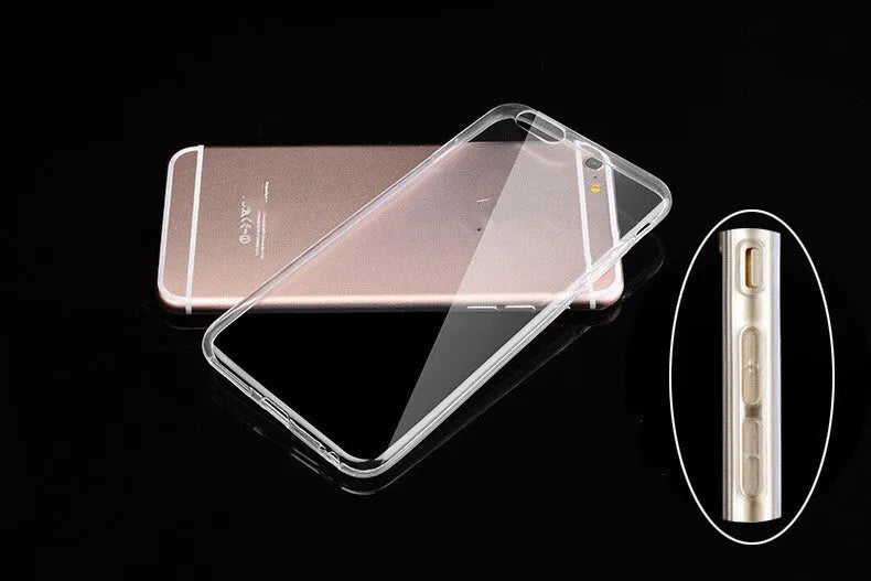 Transparent TPU soft shell mobile phone case on an iPhone.