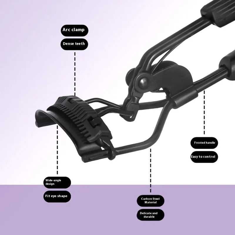 A4 manual eyelash curler with ribbon comb in choice of six colours including black, pink and purple