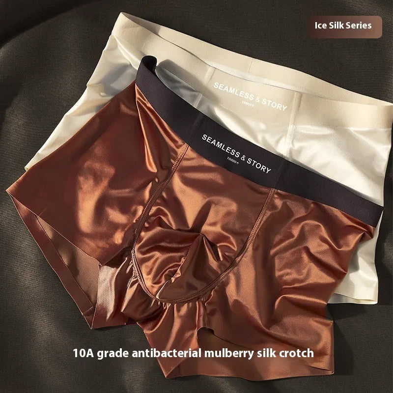 Men's ice silk underwear in multiple colours with traceless mid-waist design
