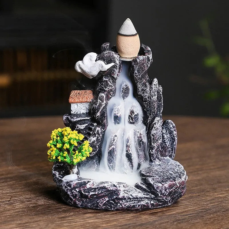 Ceramic backflow incense burner in modern simple style with four colour options