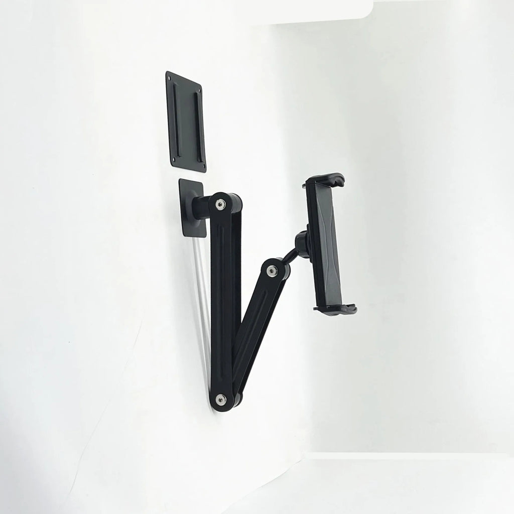 Alloy universal wall rack for tablet and large mobile phone with foldable design mounted on wall