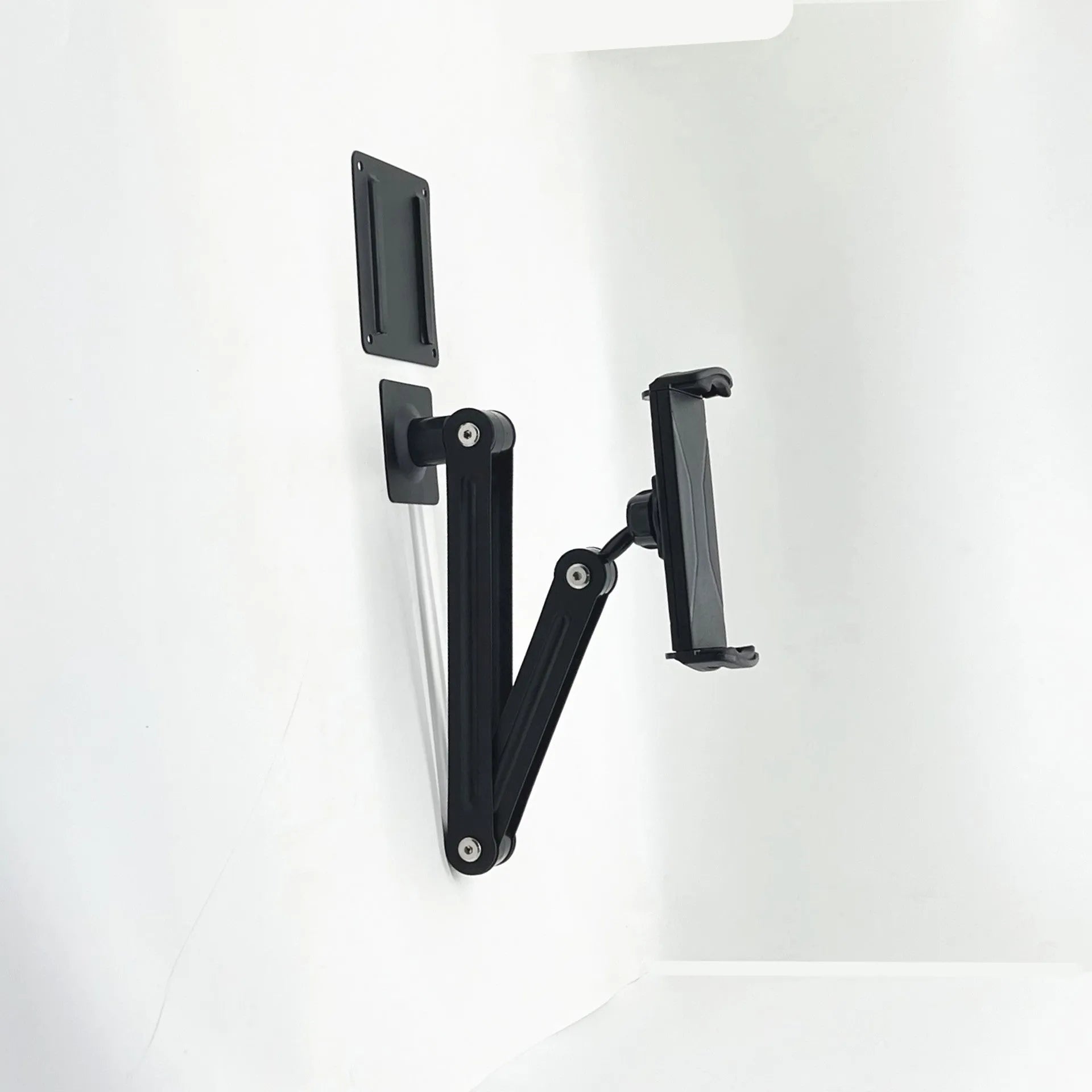 Alloy universal wall rack for tablet and large mobile phone with foldable design mounted on wall