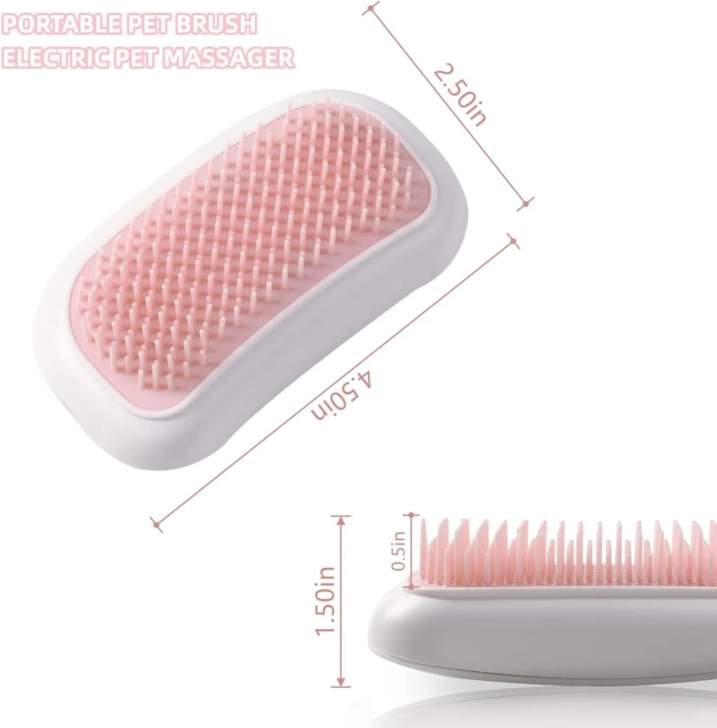 Pink electric pet massage brush with TPE teeth for cats and dogs grooming