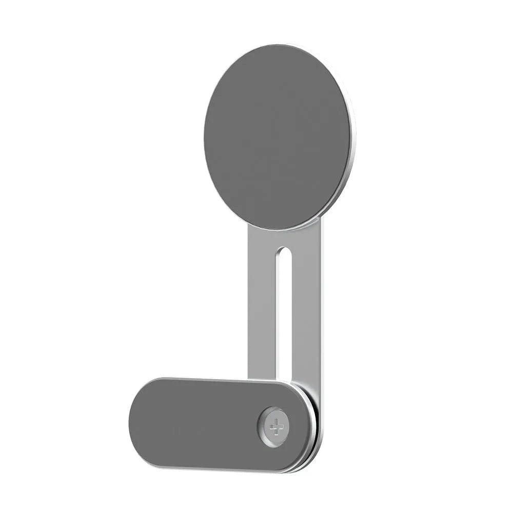 Silver magnetic aluminium alloy desktop wireless charging stand for universal phones with built-in charging pad