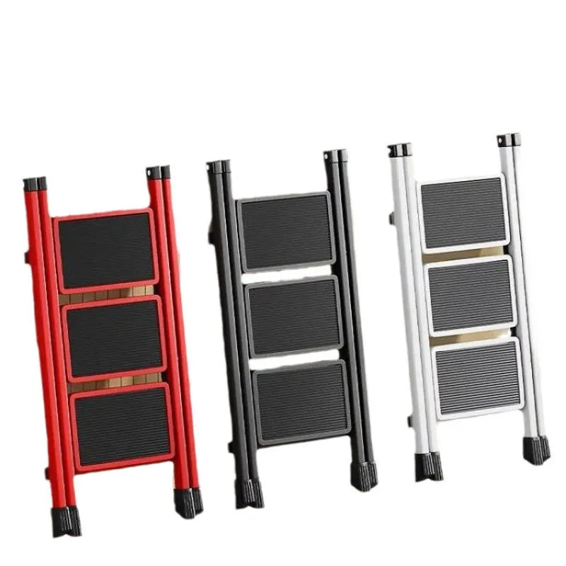 Household folding telescopic ladder four-step alloy black 150kg capacity