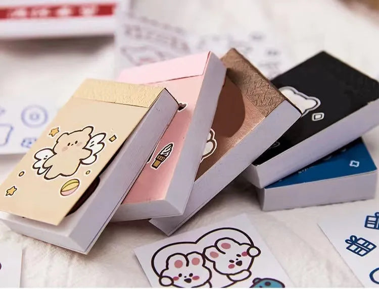 50 sheets of 40x60mm decorative stickers in Japanese composite paper with Bear, Rabbit and Pepsi Cute styles