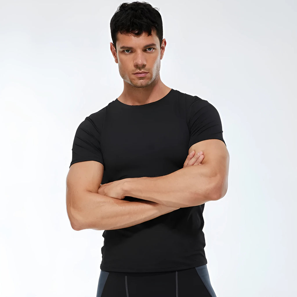 Men's stretch quick drying short-sleeved fitness shirt in multiple colours
