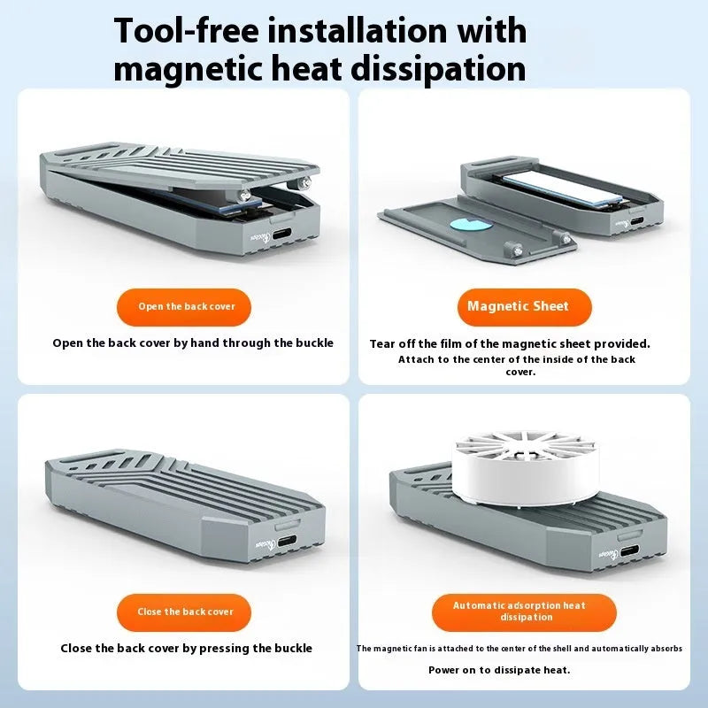 Thunderbolt 4 external SSD enclosure with aluminium case and cooling fan for M.2 NVMe drives