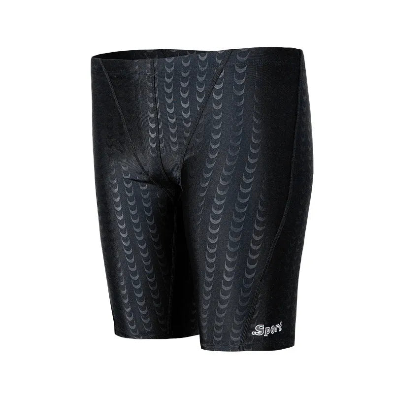 Men's solid colour swimming trunks in waterproof polyester fabric available in larger sizes