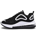 Men's black casual sneakers with lace-up front and a thick air cushion sole.