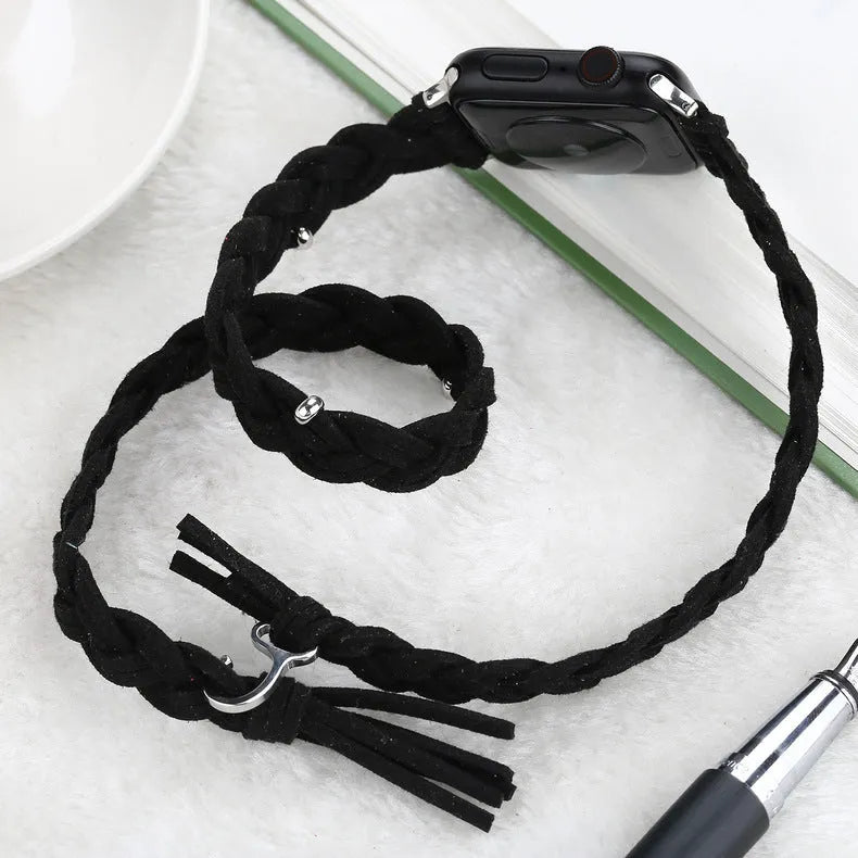 Genuine leather cord braided smart watch strap for iWatch in six colours