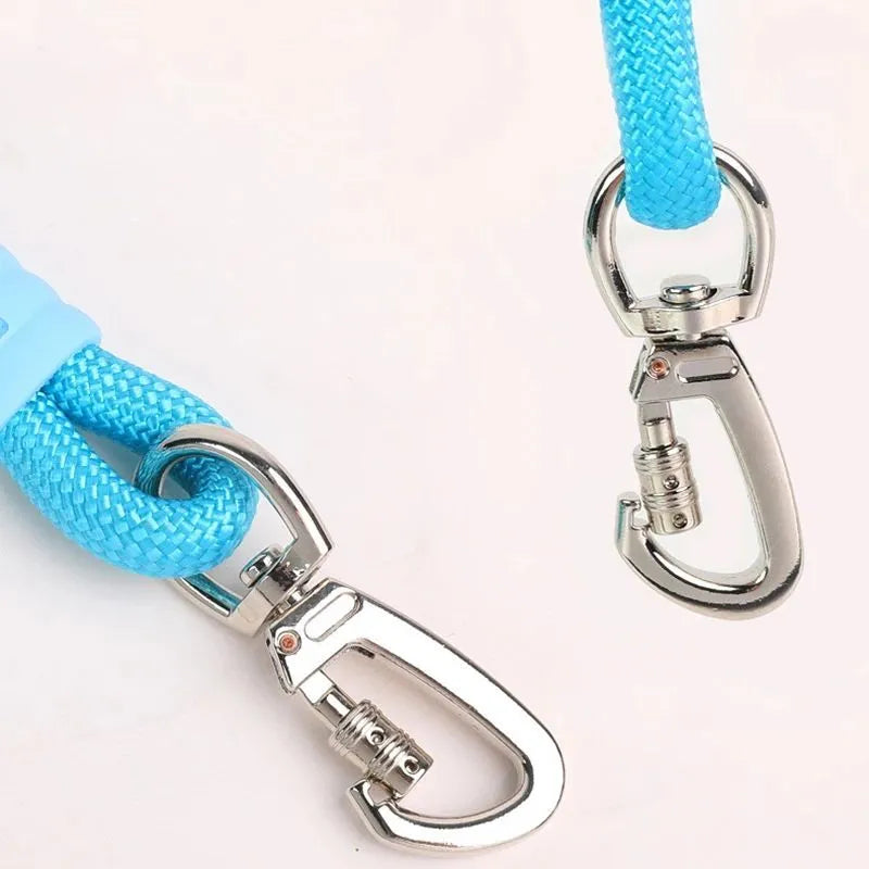 Nylon dog traction leash with foam handle showing colour options