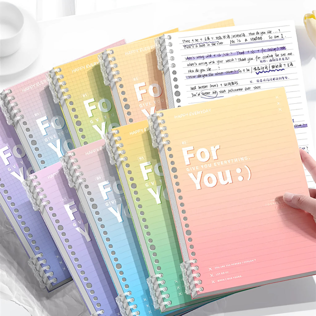 Removable coil gradient notebook in A4 and B5 sizes with PP cover and wood-free paper