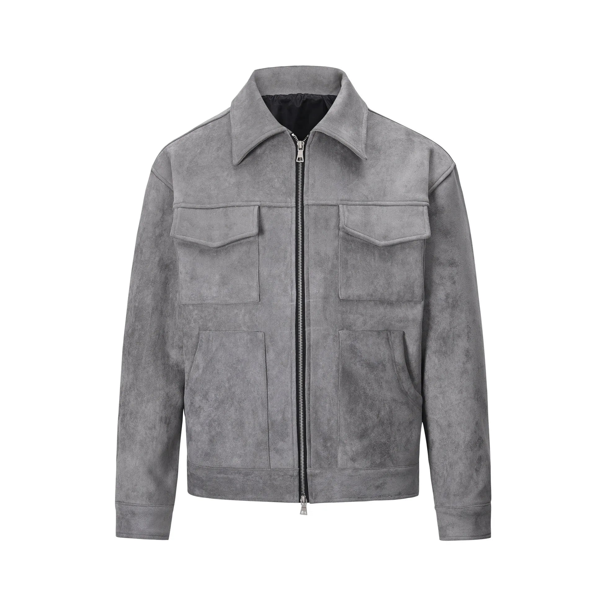 Men's thick zipper jacket with large pockets in slim fit design