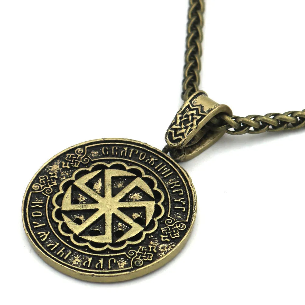 Lunavin ODing logo pendant necklace with adjustable leather rope or chain in antique silver or bronze finish