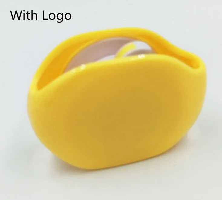 Compact automatic earphone winder in multiple colours on a grey background, showing extended cable.