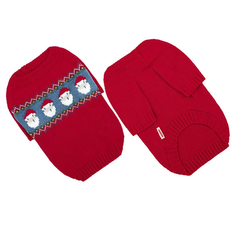 Red jacquard acrylic Christmas sweater for small dogs and cats, five sizes XS-XL, Europe America style
