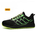 Black ultra-light labour protection shoes with steel toe caps and front lace-up design