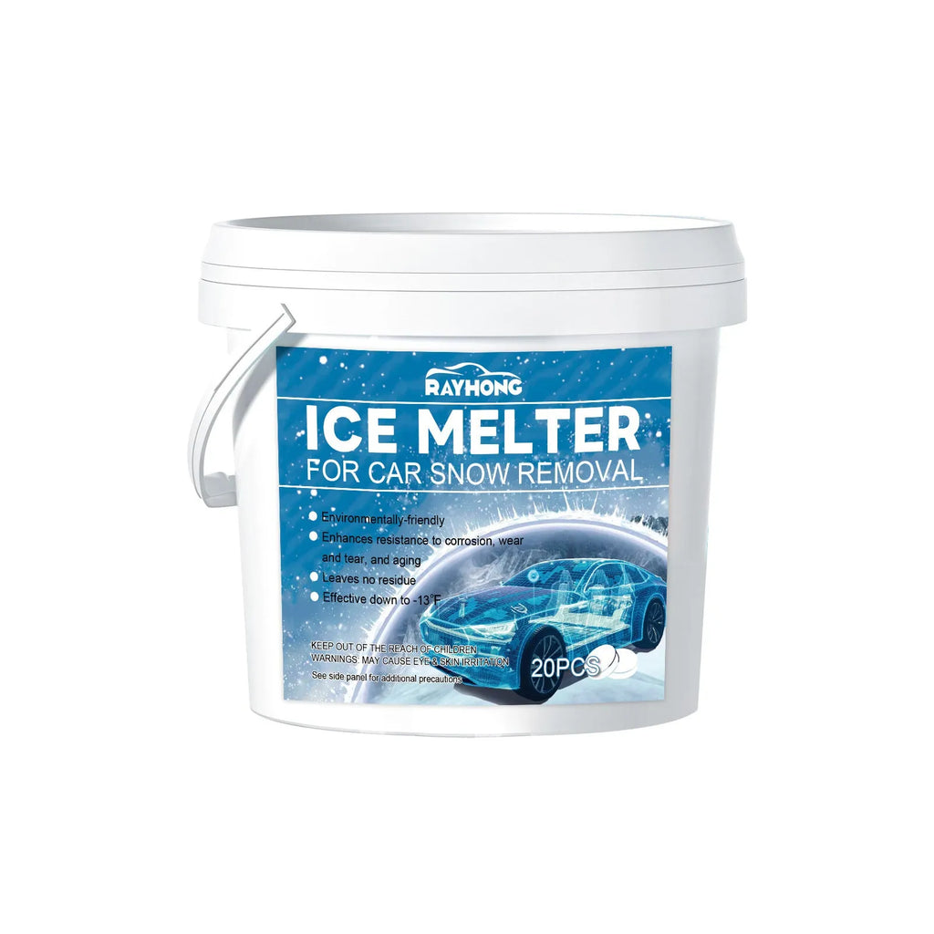 20-piece car glass deicing effervescent tablets for winter windscreen frost removal measuring 12.7 x 12 cm