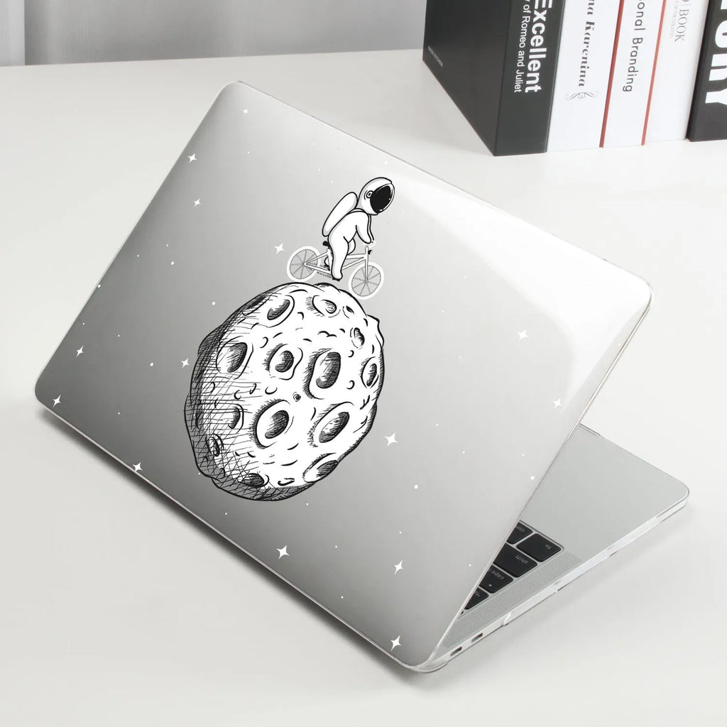 Black printing hard shell laptop case for MacBook Air 13 with silicone keyboard cover on white background