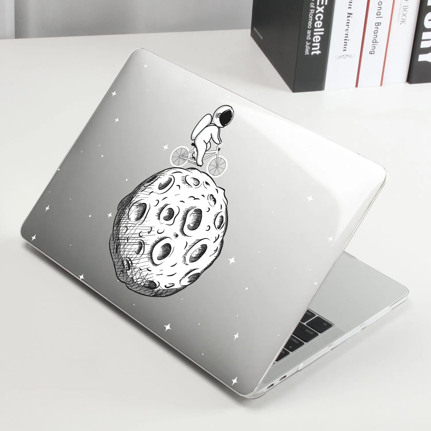 Black printing hard shell laptop case for MacBook Air 13 with silicone keyboard cover on white background