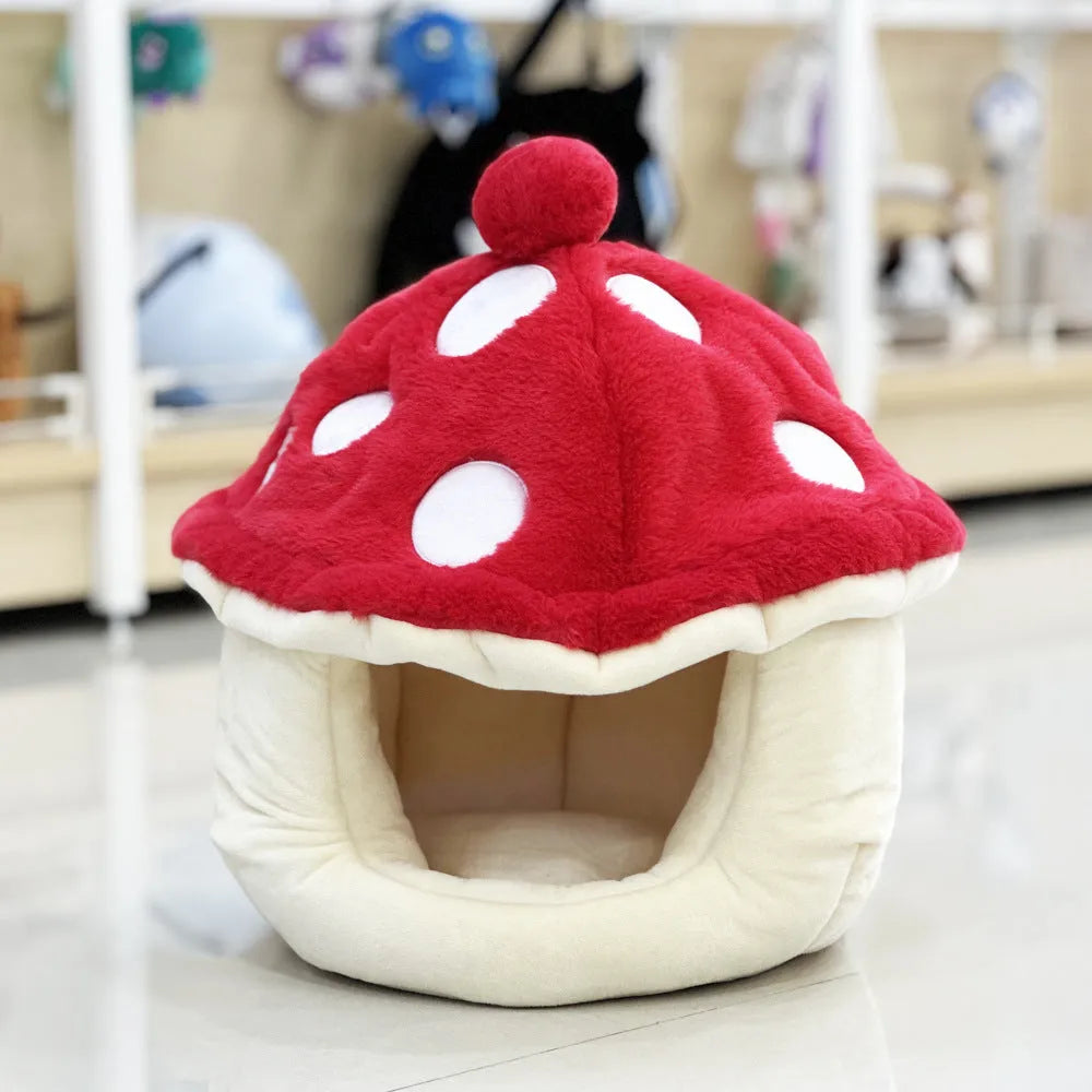 Plush cat kennel with half-surrounded mushroom shape, 42cm, picture style colour