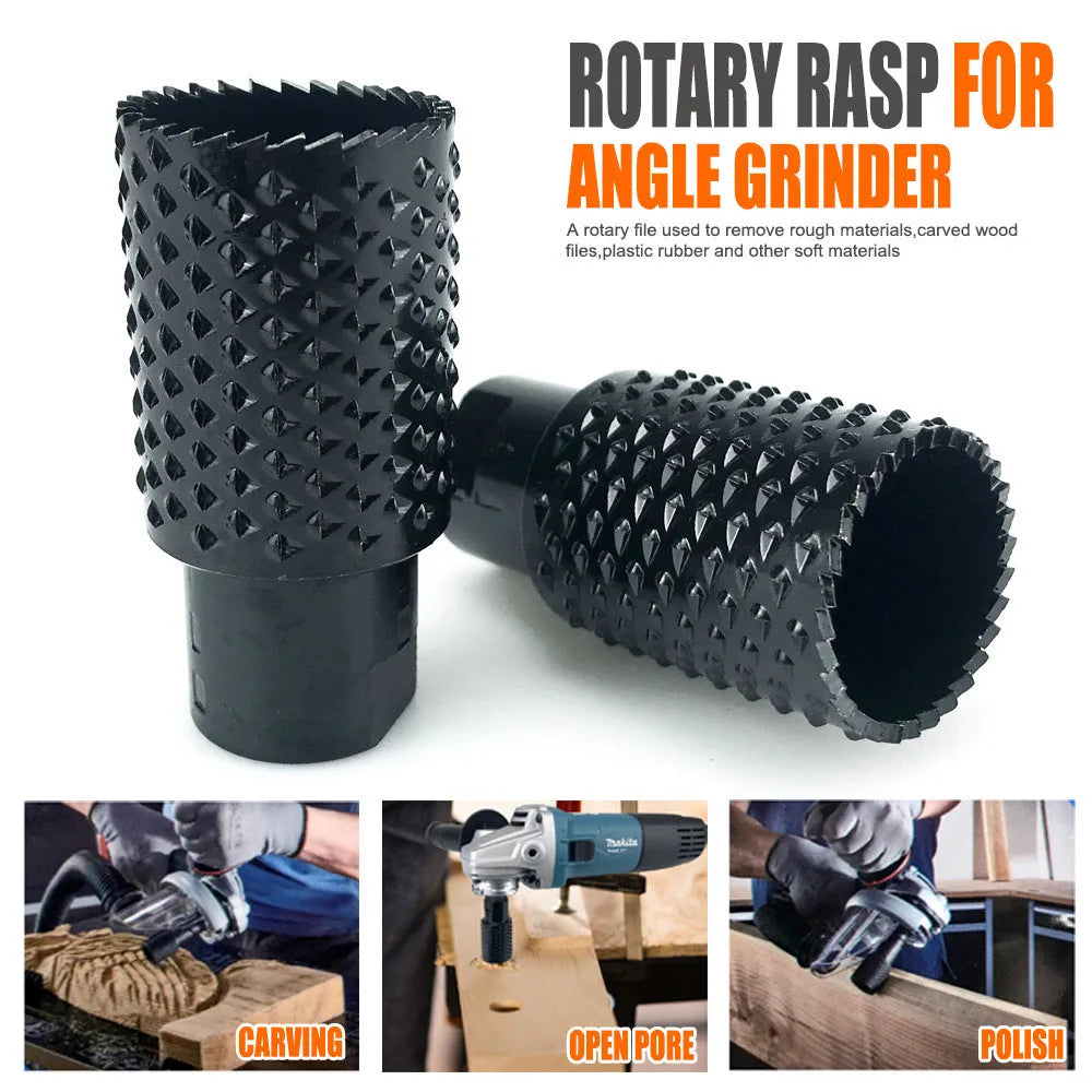 Angle grinder grinding head with spherical shape for woodworking tasks
