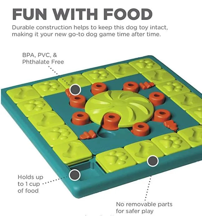 Dog training feeding toy leak feeder in Mahjong Treasure Hunt colour made from plastic
