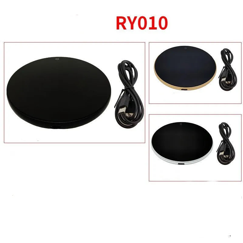 Black USB heating coaster with touch control for warming coffee mugs and cups