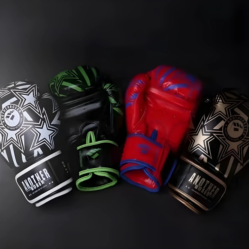 Children's boxing Sanda gloves in multiple colours showing vertical style design for martial arts training