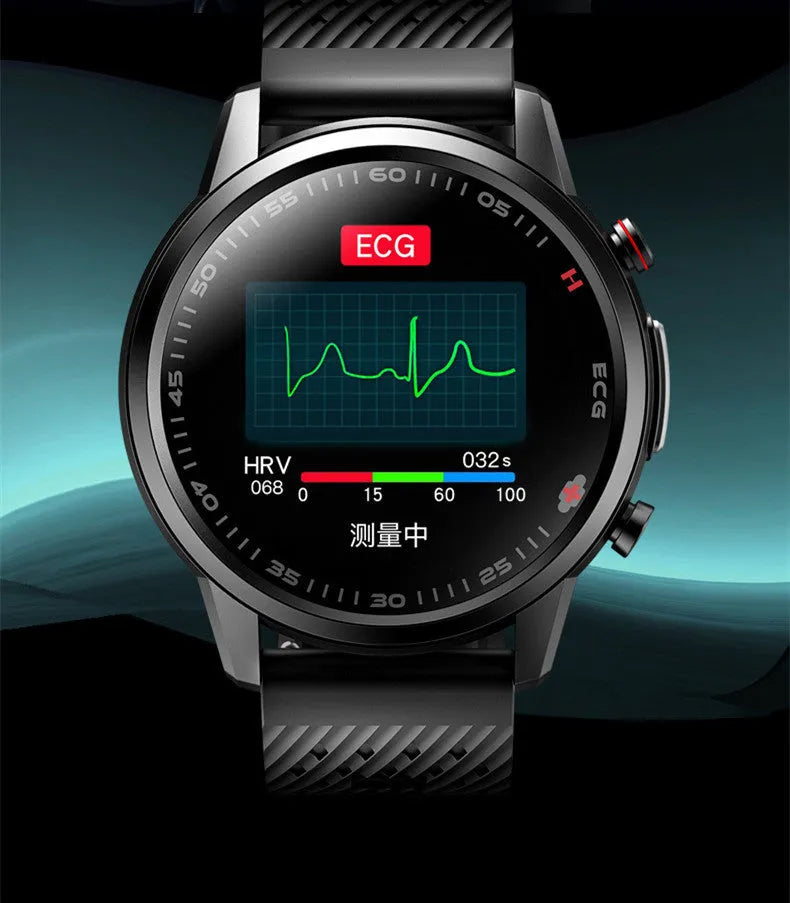 F800 ECG Blood Pressure Sports Smart Watch with black TPU wristband on wrist