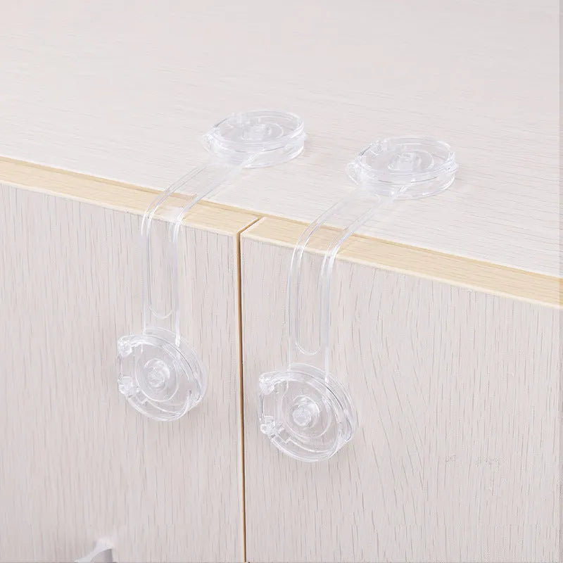Transparent circular multi functional child safety lock for cabinets drawers and doors anti pinch hand protection