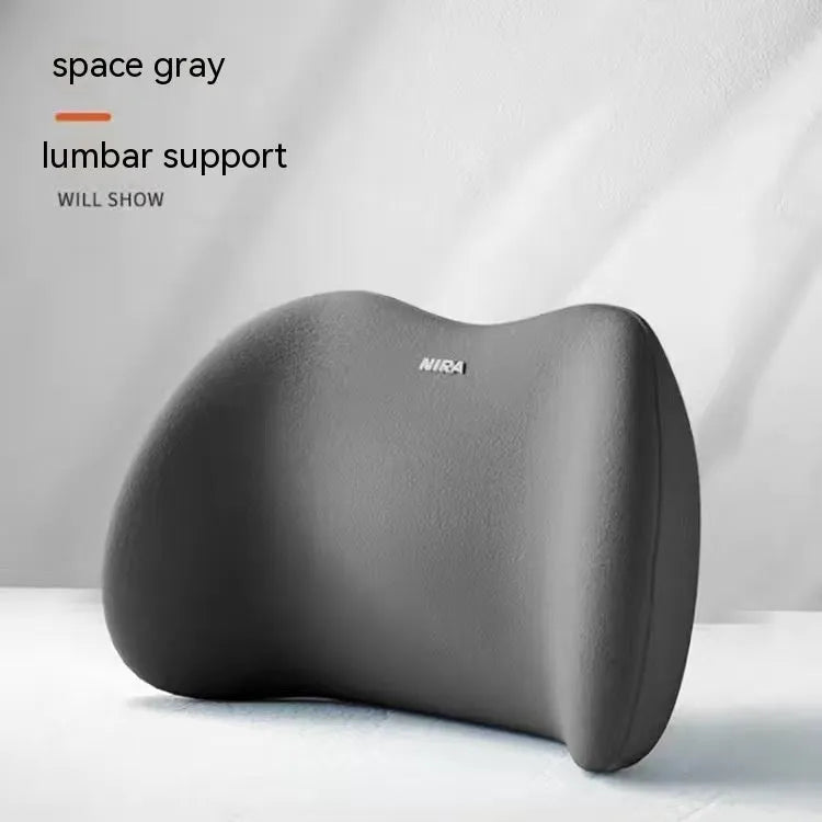 Car lumbar support and headrest pillow set in memory foam with milk silk cover