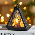 Small plastic Halloween pumpkin lamp decoration in choice of Castle, Ghost Hand, Pumpkin, or Witch design