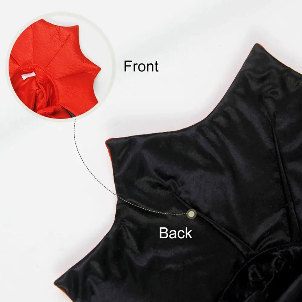 Halloween vampire cloak costume for small dog or cat with size chart