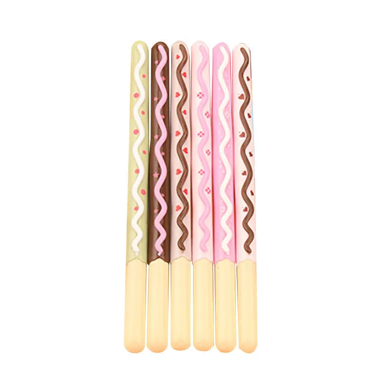 Realistic biscuit design plastic fountain pen with black gel ink and 0.38mm tip