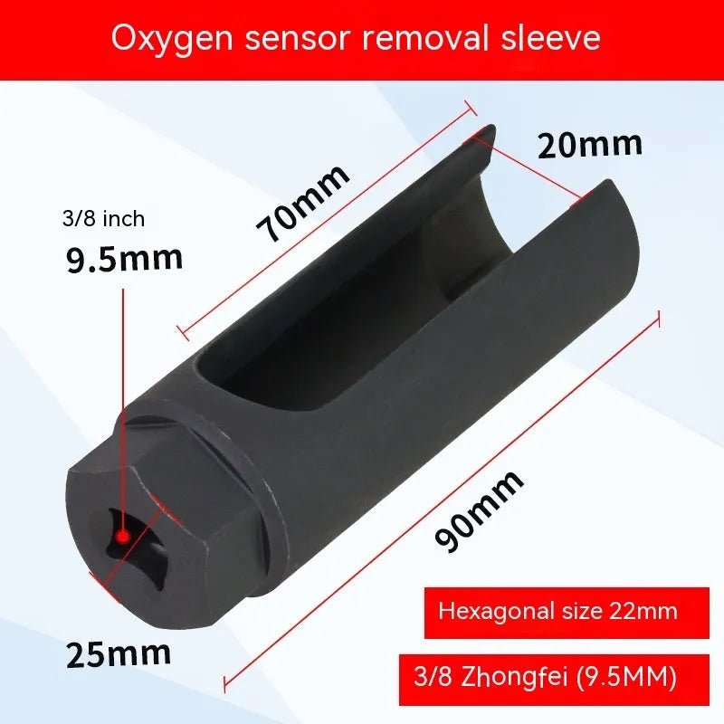 Black Japanese style oxygen sensor sleeve for 22mm automotive sensors in chromium vanadium steel