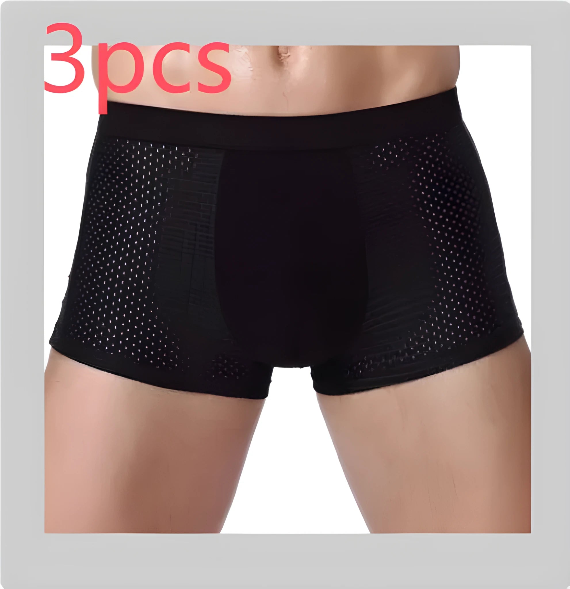Men's solid-colour modal boxer briefs with a U convex design, shown in black.