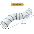 White cat tunnel rolling dragon pet toy made from polyester, shown in White S pass configuration