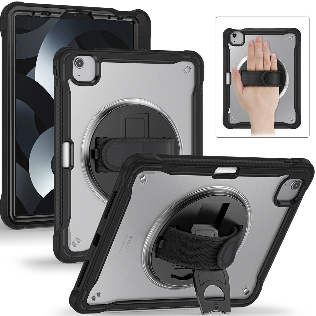 iPad Mini 6 case with rotating bracket and shoulder strap, PC TPU all-inclusive cover in khaki