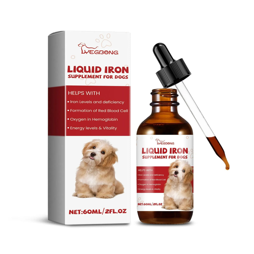 60ml pet dog syrup bottle with mint extract, purified water, and erythritol, measuring 3.3cm x 12cm
